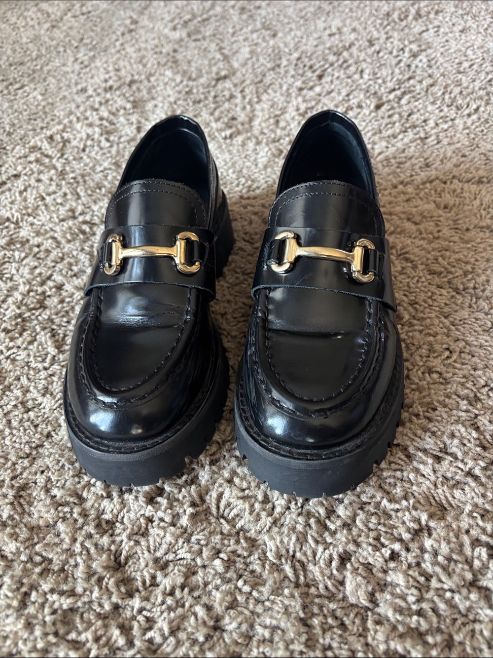 Steve Madden Platform Black Loafers